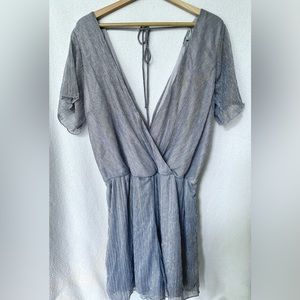 Charlotte Russe Metallic Silver Shimmering Romper, 2X, New with Tags!